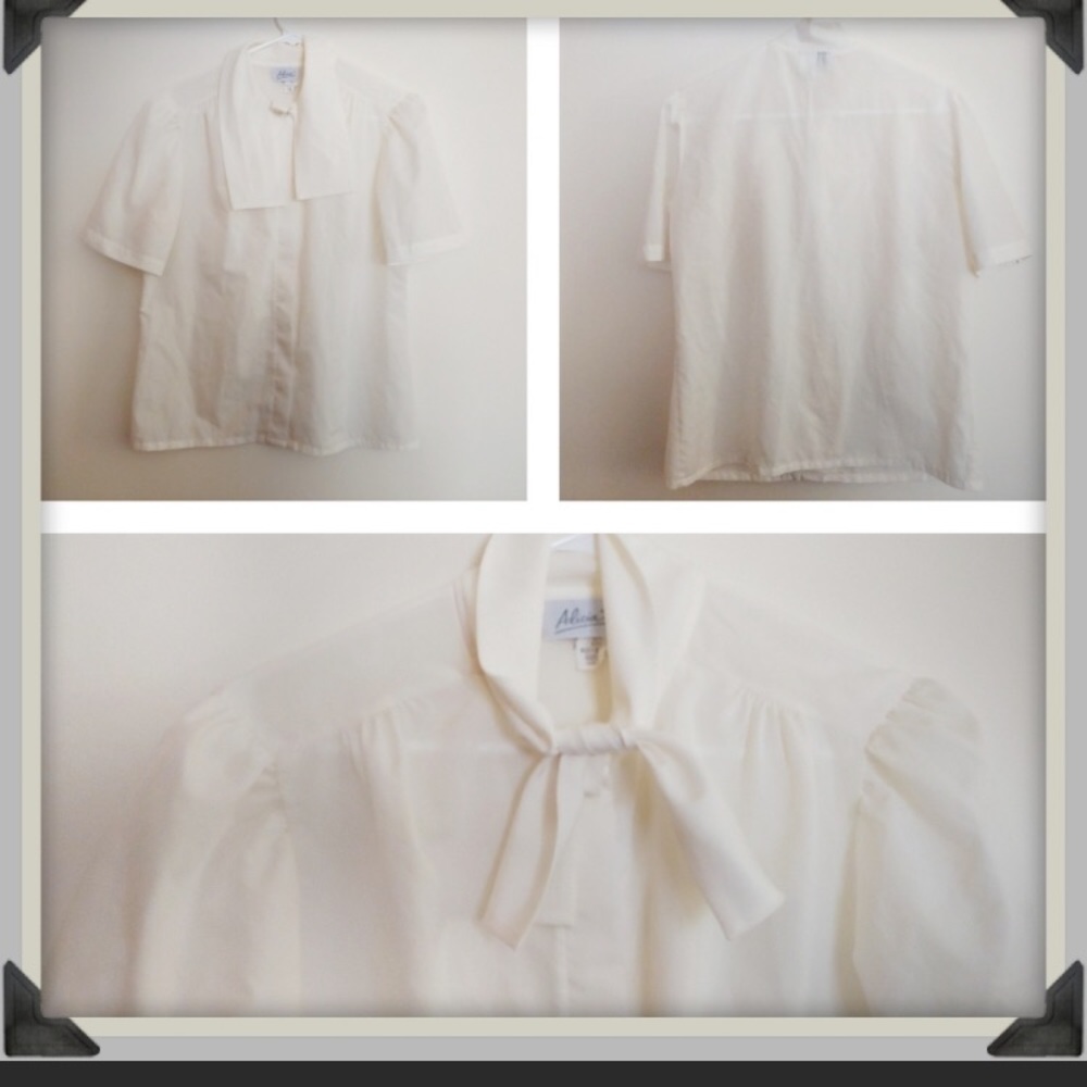 Vintage Blouse with Pussy Bow tie front
